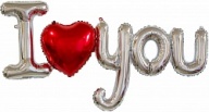 Шар (48''/122 см) Фигура, Надпись "I love you" с сердцем, Серебро, 1 шт. Шар (48''/122 см) Фигура, Надпись "I love you" с сердцем, Серебро, 1 шт.