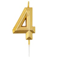 Свеча -цифра &quot;4&quot; Диамант Золото 4,5см