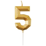 Свеча -цифра &quot;5&quot; Диамант Золото 4,5см
