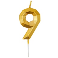 Свеча -цифра &quot;9&quot; Диамант Золото 4,5см