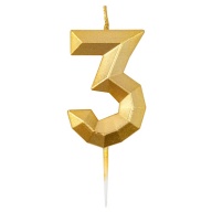 Свеча -цифра &quot;3&quot; Диамант Золото 4,5см